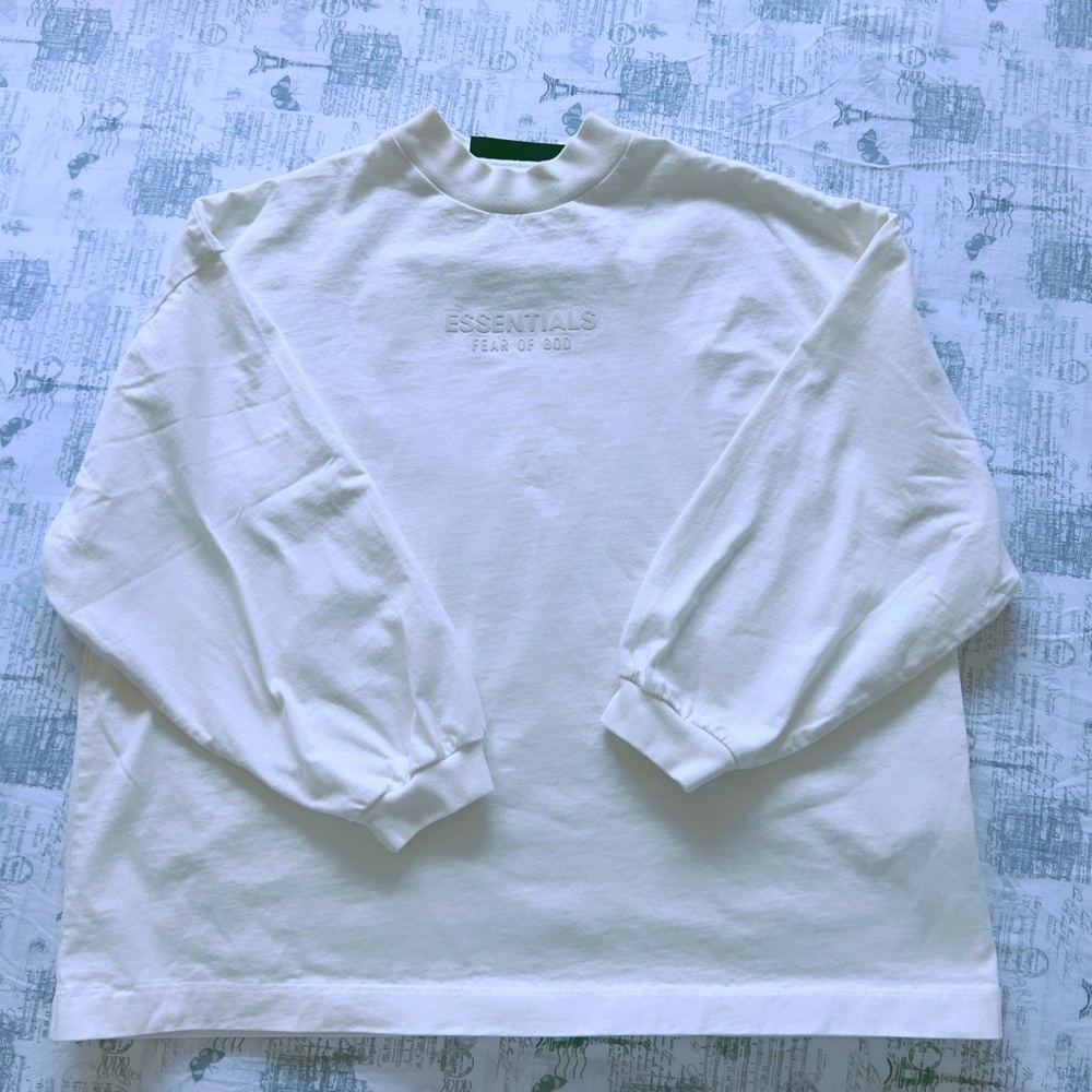 Essentials Fear of God Kids Off-White Bonded Long Sleeve T-Shirt Size 12